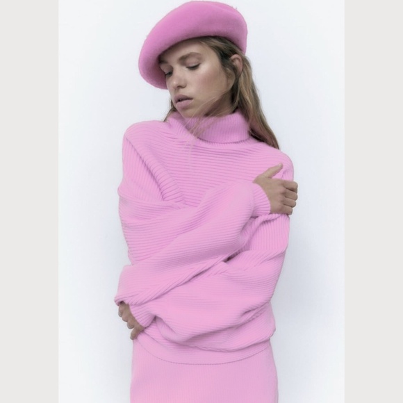 Zara Pink Pink Wool Beret With Added Large Rhinestones main image 5